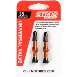 Stan's NoTubes Universal Tubeless Valves - 35mm (1 Pair) - Orange