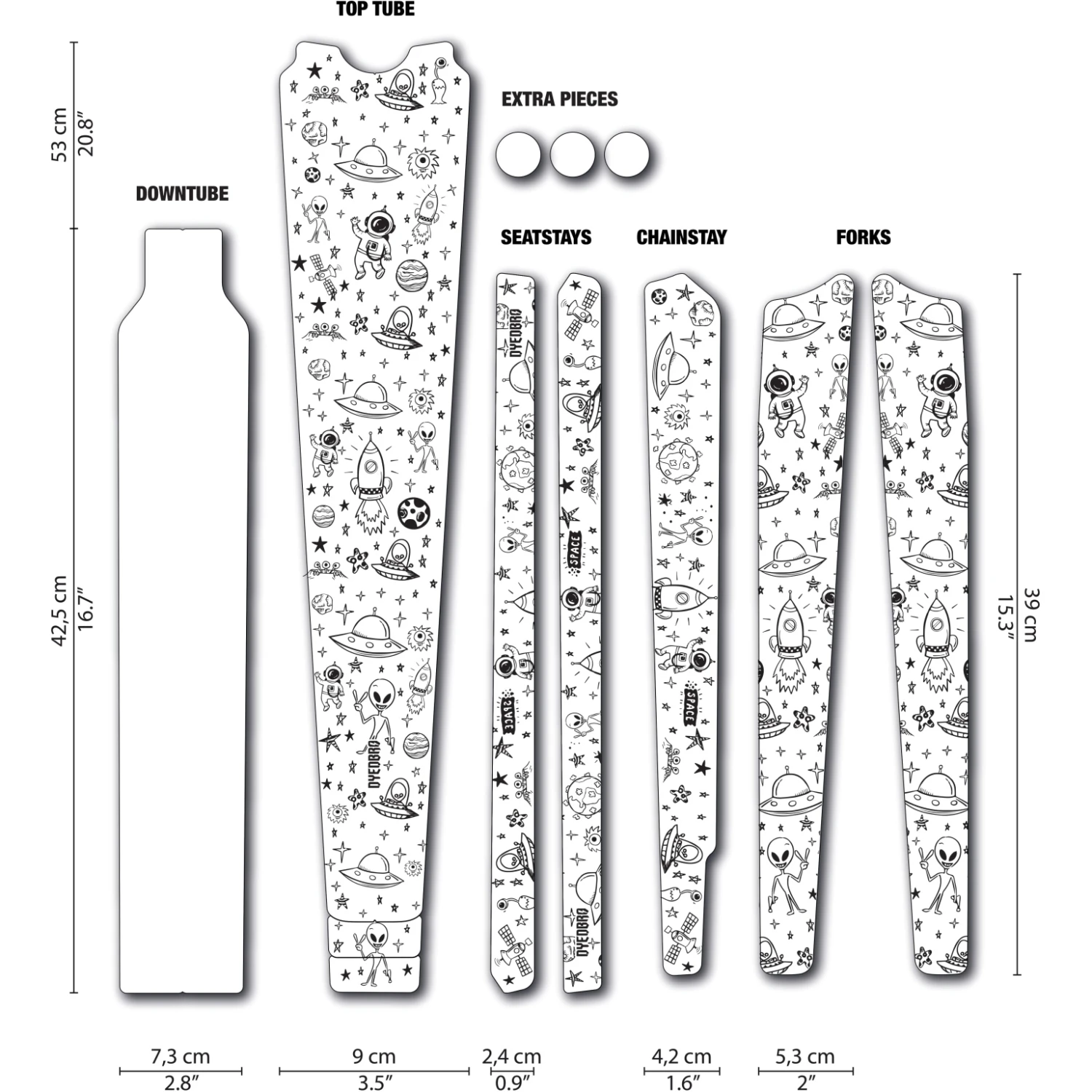 DYEDBRO Gravel Frame Protection Kit SPACE TRIP - Black Matte 1 DYEDBRO Gravel Frame Protection Kit SPACE TRIP - Black Matte